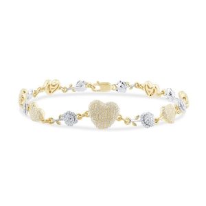 10k 0.72-0.87ct Diamond Bracelet Ladies "Heart" Size 7 Inches