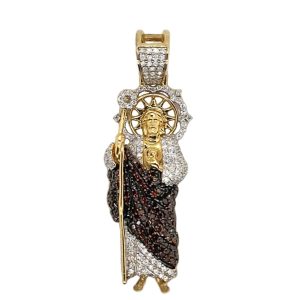 10K 1.21-1.25CT CHARM WITH DIAMONDS TREATED RED "ST. JUDE"