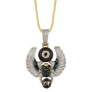 10K 1.11CT CHARM DIAMONDS TREATED RED AND BLUE "SCARAB"