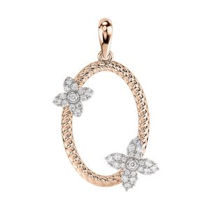 10k 0.24-0.25ct Charm "flowers On Border Of Circle"