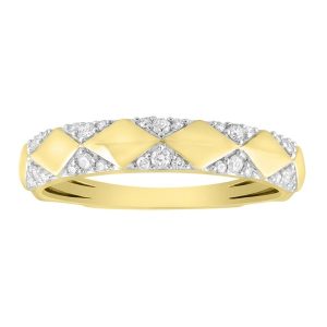 14k 0.20 Ct Diamond Ring Ladies "geometrical Step Design"
