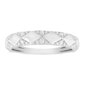 14k 0.20 Ct Diamond Ring Ladies "geometrical Step Design"