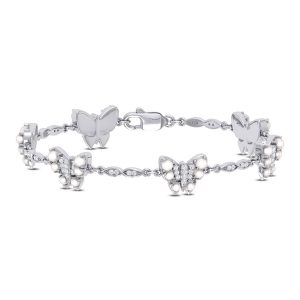 10k 0.34ct Diamond Bracelet Ladies "Butterfly" Cultured Pearl 3.47