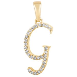 10K 0.11-0.12CT CHARM CURSIVE "INITIAL G"