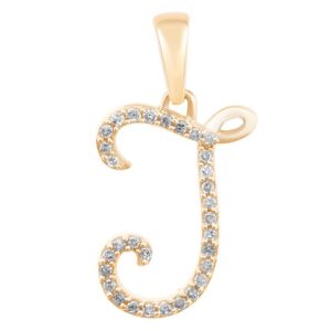 10K 0.11-0.12CT CHARM CURSIVE "INITIAL J"