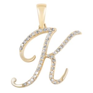 10K 0.15-0.18CT CHARM CURSIVE "INITIAL K"