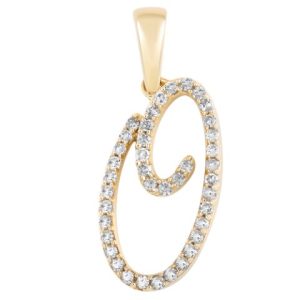 10K 0.15-0.16CT CHARM CURSIVE "INITIAL O"