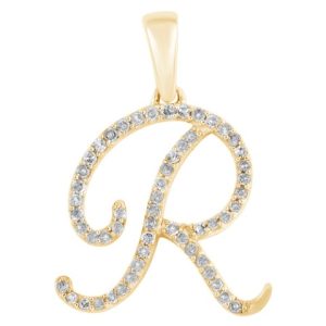 10K 0.15-0.20CT CHARM CURSIVE "INITIAL R"