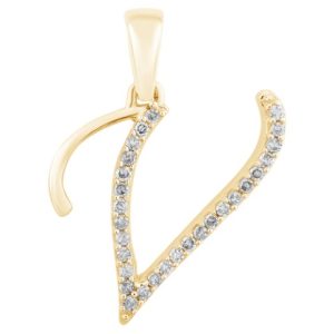 10K 0.10-0.14CT CHARM CURSIVE "INITIAL V"