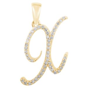 10K 0.16-0.18CT CHARM CURSIVE "INITIAL X"