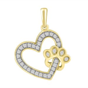 14K 0.10CT CHARM "HEART WITH PAW"
