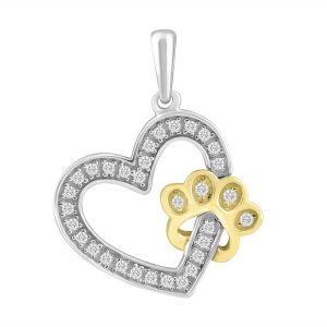 14K 0.10CT CHARM"HEART WITH PAW"