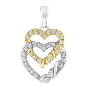 14K 0.11CT CHARM "DOUBLE HEARTS"