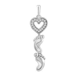 14K 0.06CT CHARM "HEART WITH FOOTPRINTS"