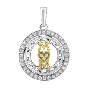 14k 0.10ct D-pendant Rds "mom"