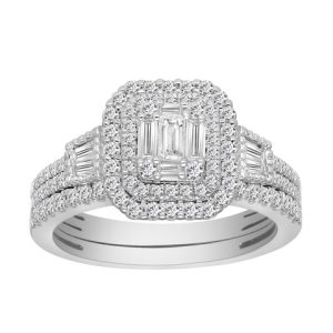 14K WHITE GOLD DIAMOND 0.97-1.00 CT BRIDAL SET