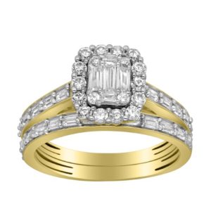 14K YELLOW GOLD DIAMOND 1.00 CT TOTAL WEIGHT BRIDAL SET