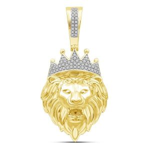 10K 0.15CT CHARM "LION HEAD WITH CROWN"