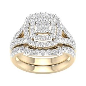 10K YELLOW GOLD DIAMOND 1.08 CT TOTAL WEIGHT BRIDAL SET