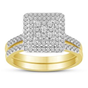 10K YELLOW GOLD DIAMOND 0.61 CT TOTAL WEIGHT BRIDAL SET