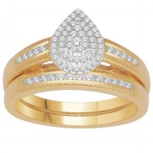 10K YELLOW GOLD DIAMOND 0.33 CT TOTAL WEIGHT BRIDAL SET