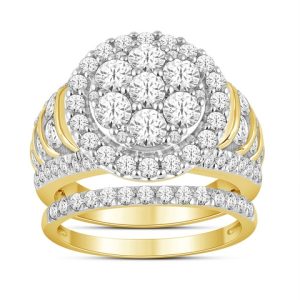 10K YELLOW GOLD DIAMOND 2.80 CT TOTAL WEIGHT BRIDAL SET