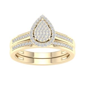 10K YELLOW GOLD DIAMOND 0.25 CT TOTAL WEIGHT BRIDAL SET