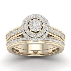 10K YELLOW GOLD DIAMOND 0.33 CT TOTAL WEIGHT BRIDAL SET
