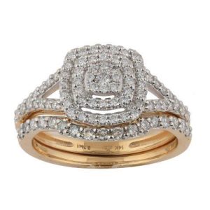 10K YELLOW GOLD DIAMOND 0.75 CT TOTAL WEIGHT BRIDAL SET