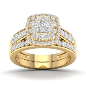 10K YELLOW GOLD DIAMOND 1.00 CT TOTAL WEIGHT BRIDAL SET