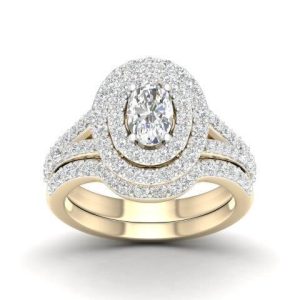 14K YELLOW GOLD DIAMOND 1.00 CT AND 0.33 CT CENTER BRIDAL SET
