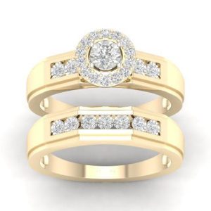 10K YELLOW GOLD DIAMOND 0.27 CT TOTAL WEIGHT BRIDAL SET