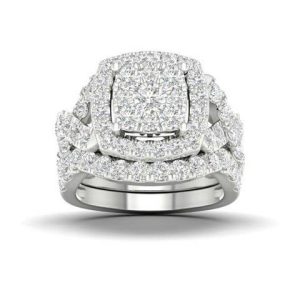 10K WHITE GOLD DIAMOND 3.00 CT AND 0.25 CT CENTER BRIDAL SET