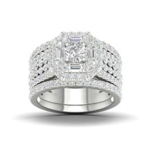 10K WHITE GOLD DIAMOND 2.00 CT AND 0.33 CT CENTER BRIDAL SET