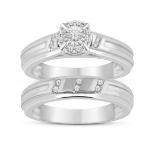 10K WHITE GOLD DIAMOND 0.15 CT TOTAL WEIGHT BRIDAL SET