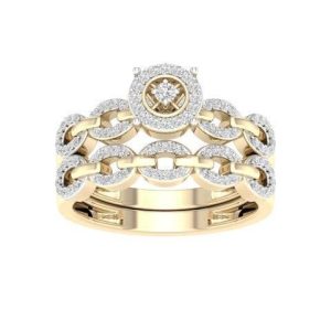 10K YELLOW GOLD DIAMOND 0.28 CT TOTAL WEIGHT BRIDAL SET