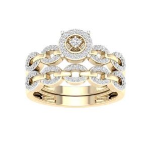 10K YELLOW GOLD DIAMOND 0.28 CT TOTAL WEIGHT BRIDAL SET