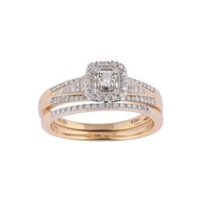 10K YELLOW GOLD DIAMOND 0.21 CT TOTAL WEIGHT BRIDAL SET