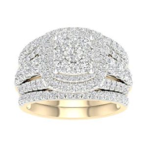 10K YELLOW GOLD DIAMOND 2.00 CT AND 0.10 CT CENTER WITH 2 BANDS BRIDAL SET