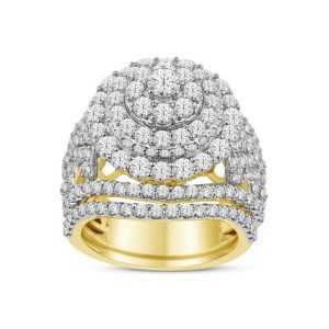 14K YELLOW GOLD DIAMOND 3.25 CT AND 0.15 CT CENTER BRIDAL SET