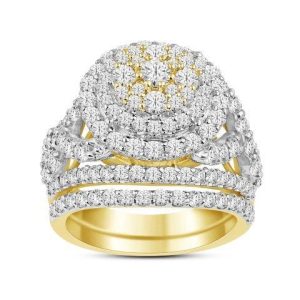14K YELLOW GOLD DIAMOND 3.00 CT AND 0.12 CT CENTER BRIDAL SET