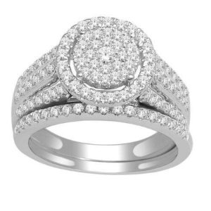 14K WHITE GOLD DIAMOND 1.00 CT TOTAL WEIGHT BRIDAL SET