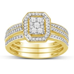 10K YELLOW GOLD DIAMOND 0.50 CT WITH 2 BANDS BRIDAL SET