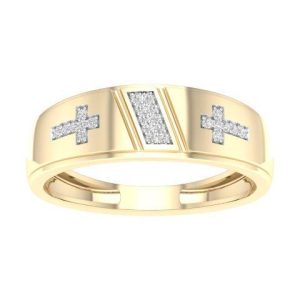 10K DIAMOND 0.07 CT MENS RING (CROSS)