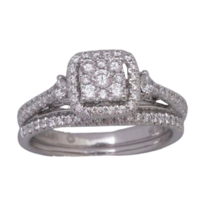 14K WHITE GOLD DIAMOND 1.00 CT ROUND SHAPE BRIDAL SET