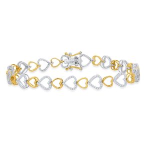 10k 0.76ct Diamond Bracelet Ladies "Heart" Size 7 Inches