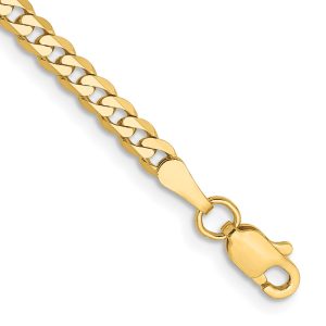 14k 2.9mm Flat Beveled Curb Chain Anklet