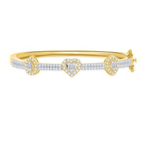 14K 1.30-1.36CT Diamond Bangle Ladies "Heart & Pear" Size 18CM