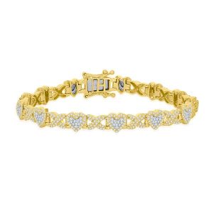 10k 1.76-1.78ct Diamond Bracelet Ladies "Heart" Size 7"