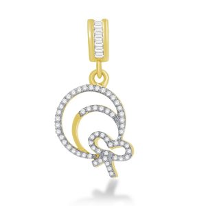 10K 0.20CT Charm "TWO CIRCLES WITH BOW"